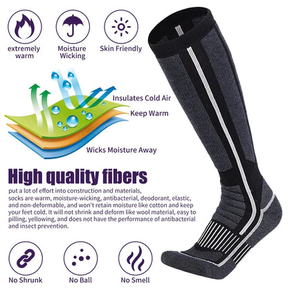 1Pair Ski Socks Skiing Socks Neuropathy OTC Women Men Thermal Knee High Warm Winter Snow Skating Snowboarding Socks Merino Wool