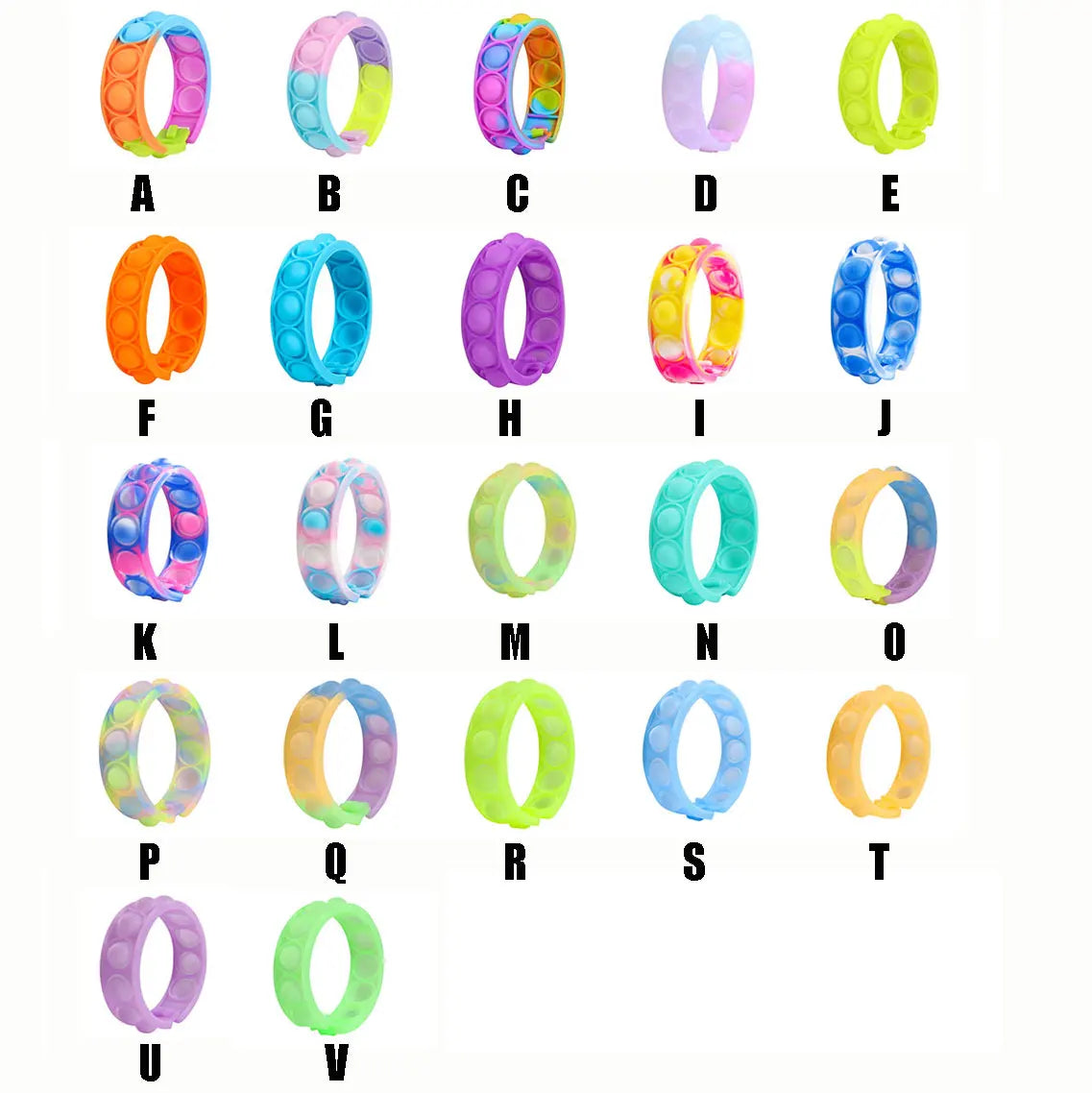 Color decompression bubble dimple toy, irritability anti-stress, Anxiety & Sensory relief color silicone bracelet
