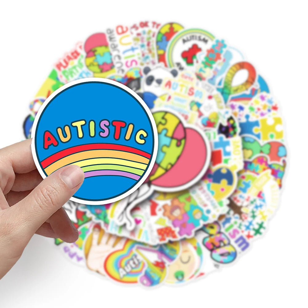 Motor Skills: 10/30/50pcs Color Puzzle Love Autism Cartoon Graffiti Stickers Scrapbook Phone Laptop Bike Luggage Funny Sticker Decal Kids