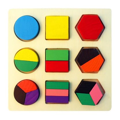 Motor Skills: Wooden Geometric Shapes Montessori Puzzle Sorting Math Bricks,  Preschool Learning