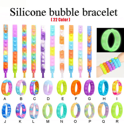 Color decompression bubble dimple toy, irritability anti-stress, Anxiety & Sensory relief color silicone bracelet