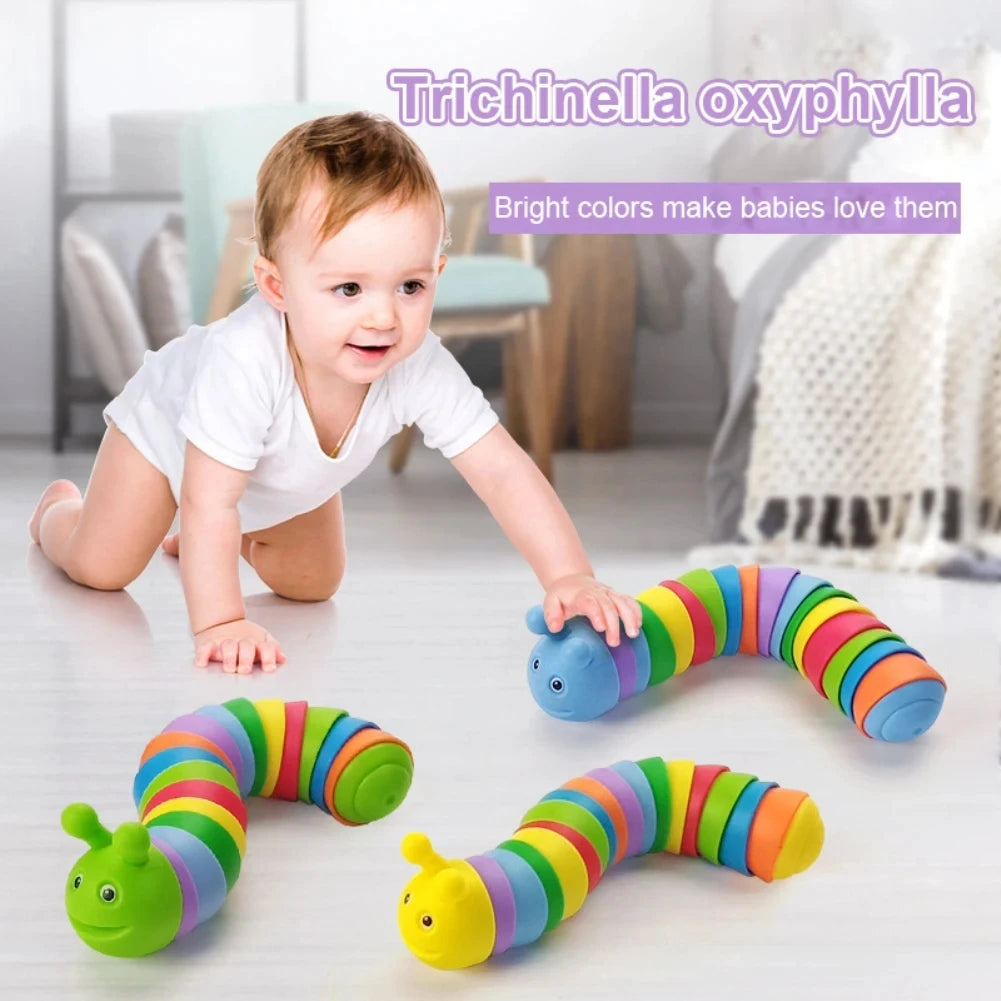 Sensory: Funny Fidget Slugs Articulated Sensory Slug Toy Realistic Worm Caterpillar Fidget Toys for Kids Adults ADHD Autism Stress Relief