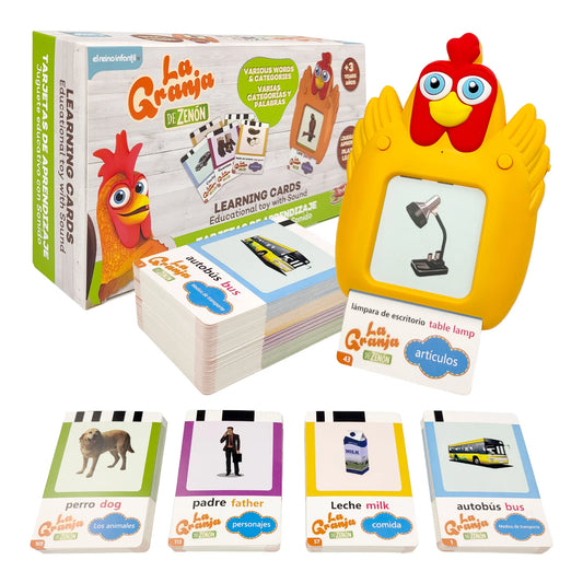 Alphabet, Read & write English: La Granja De Zenon Bartolito Talking English & Spanish Flash Cards Speech Therapy Toys for Toddlers 224 Sight Words Autism Toys