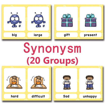 Read & Write English: 120 Groups Opposites Synonyms English Flashcards Word Card Games for Kids Baby Learning Educational Toys For Children Montessori