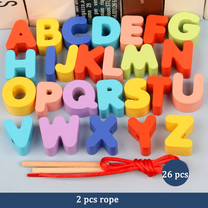 Primary Lacing Beads Educational Montessori Stringing Toy Autism Toys Toddlers Kids Preschool Children Training Gifts