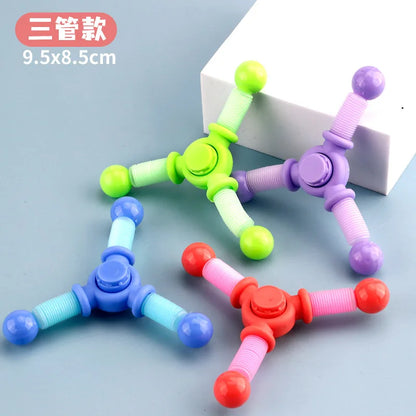 Stress: Fidget Spinner Pop Tube Sensory Toys (1pcs) for Children/Adults. Suction Cup Stress Relief
