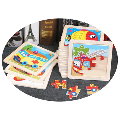 Motor Skills: Wooden Cartoon Animal Board Montessori, Children Puzzle Learning
