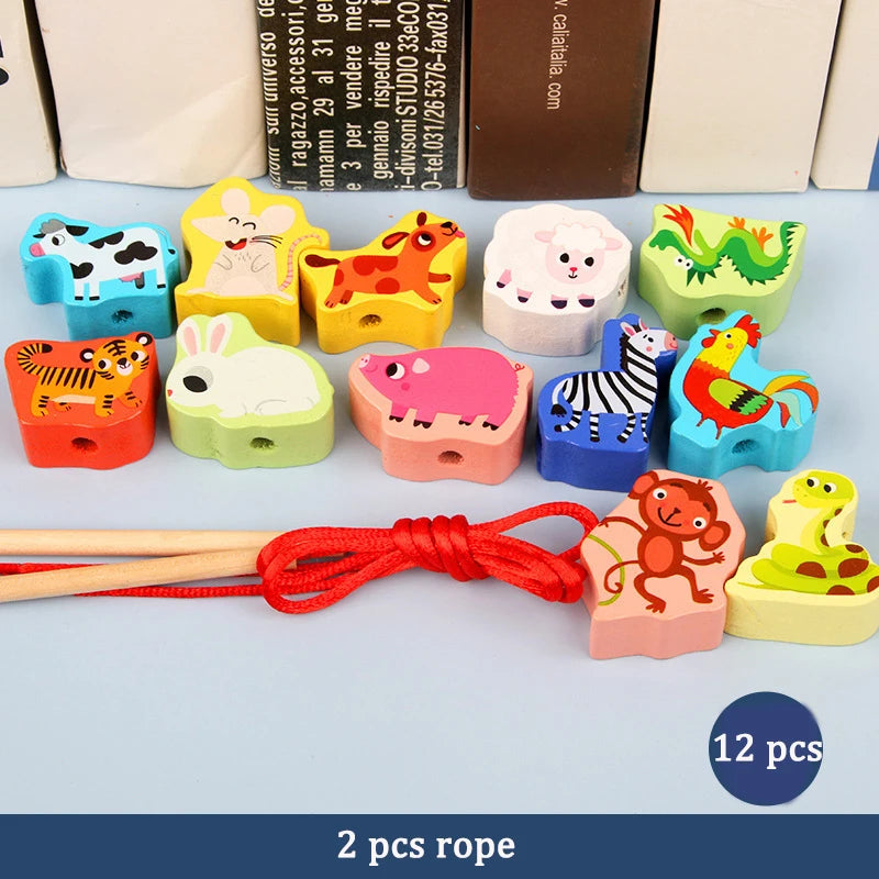 Primary Lacing Beads Educational Montessori Stringing Toy Autism Toys Toddlers Kids Preschool Children Training Gifts