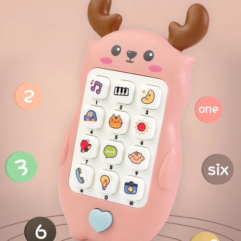 Baby Cartoon Deer Simulation Mobile Music Phone for Children's