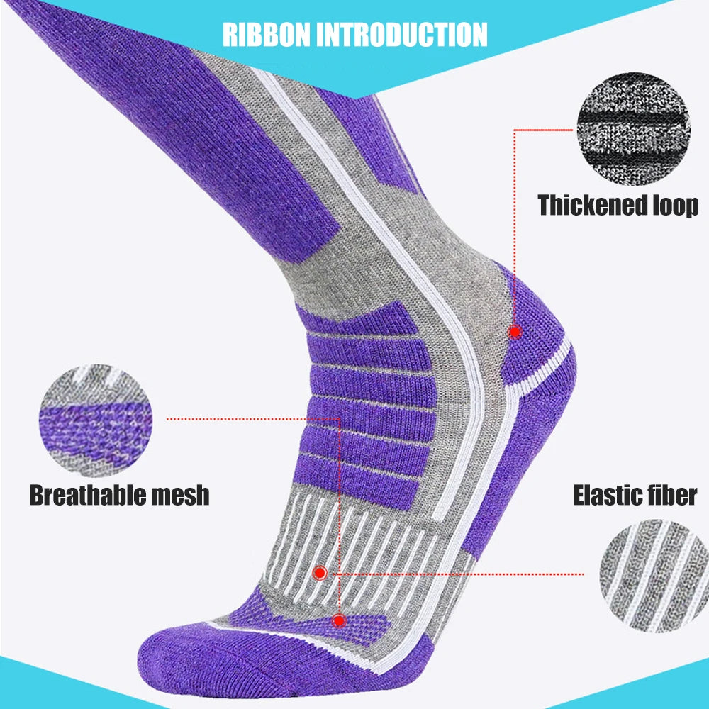 1Pair Ski Socks Skiing Socks Neuropathy OTC Women Men Thermal Knee High Warm Winter Snow Skating Snowboarding Socks Merino Wool