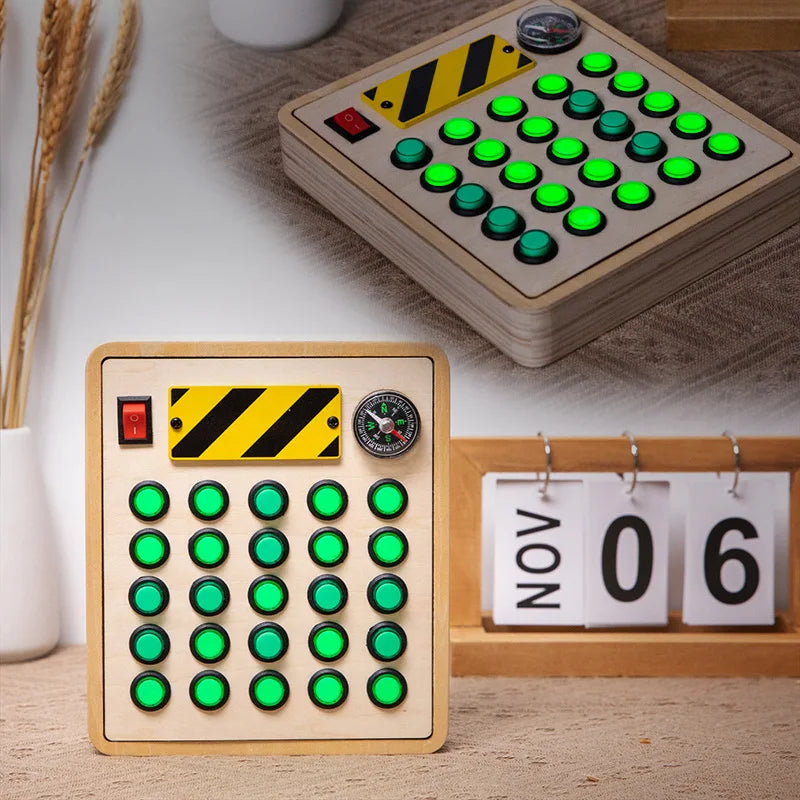Montessori LED Busy Board for Toddlers Wooden Sensory Toys Travel Educational Learning Toy Busy Light Switch Autism Toys