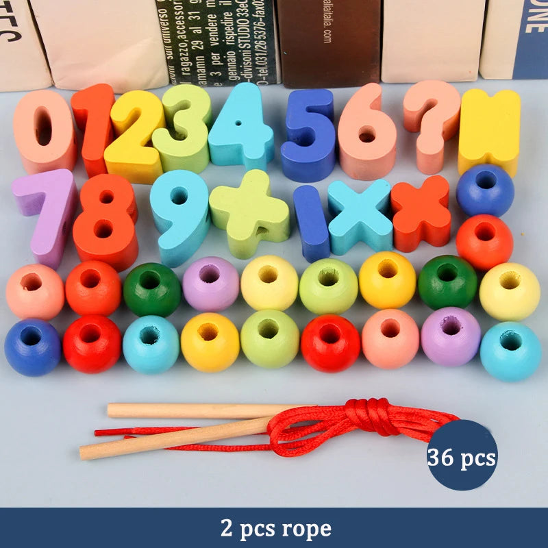 Primary Lacing Beads Educational Montessori Stringing Toy Autism Toys Toddlers Kids Preschool Children Training Gifts