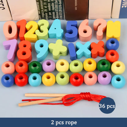 Primary Lacing Beads Educational Montessori Stringing Toy Autism Toys Toddlers Kids Preschool Children Training Gifts