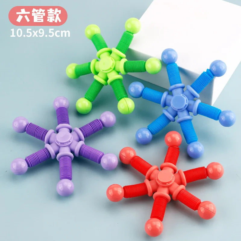 Stress: Fidget Spinner Pop Tube Sensory Toys (1pcs) for Children/Adults. Suction Cup Stress Relief