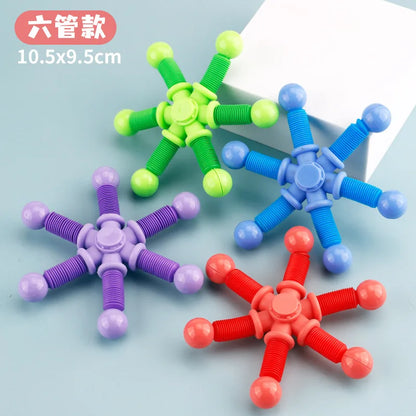 Stress: Fidget Spinner Pop Tube Sensory Toys (1pcs) for Children/Adults. Suction Cup Stress Relief
