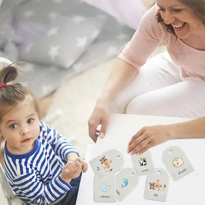 Sensory: Animals & Fruits Cognitive Double Sided Flash Cards for Toddlers. Colorful Learning Cards Games