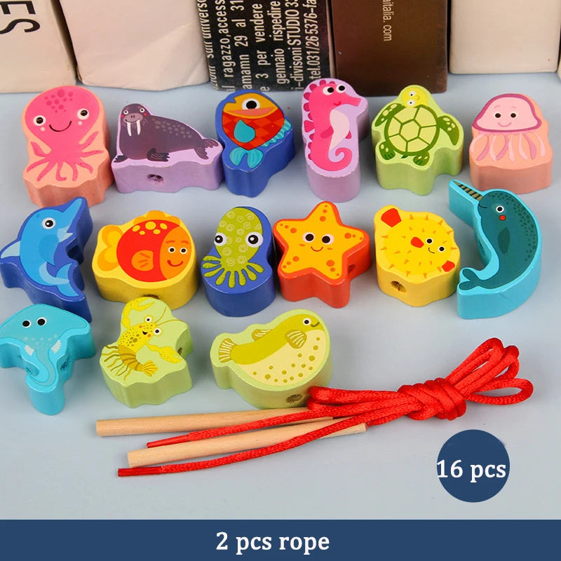 Primary Lacing Beads Educational Montessori Stringing Toy Autism Toys Toddlers Kids Preschool Children Training Gifts