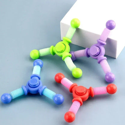 Stress: Fidget Spinner Pop Tube Sensory Toys (1pcs) for Children/Adults. Suction Cup Stress Relief