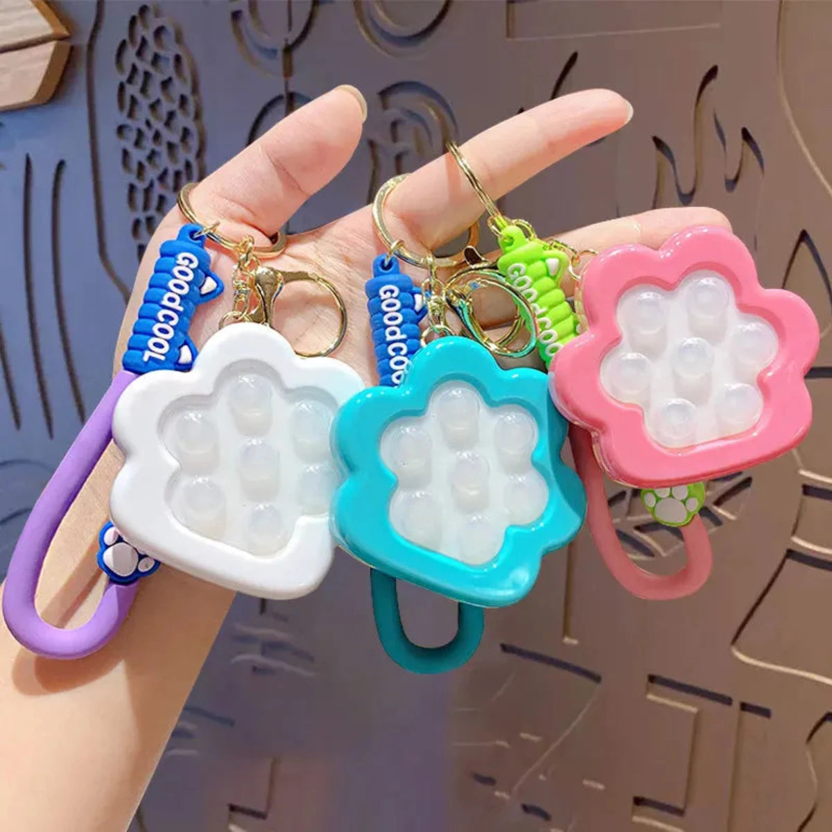 Stress: Push Cat Paw Keychain Pendant Toy Cartoon Kids Squeeze Transparent Bean Stress Relief Sensory Toys Autism Anxiety Toys