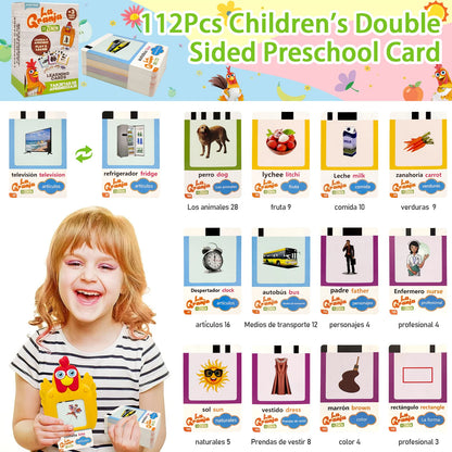Alphabet, Read & write English: La Granja De Zenon Bartolito Talking English & Spanish Flash Cards Speech Therapy Toys for Toddlers 224 Sight Words Autism Toys