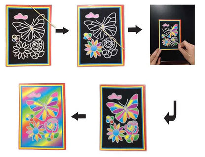 Motor Skills: 1/10Pcs Magic Scratch Art Doodle Pad Sand Painting Cards. Learning Creative Drawing Toys for Kids