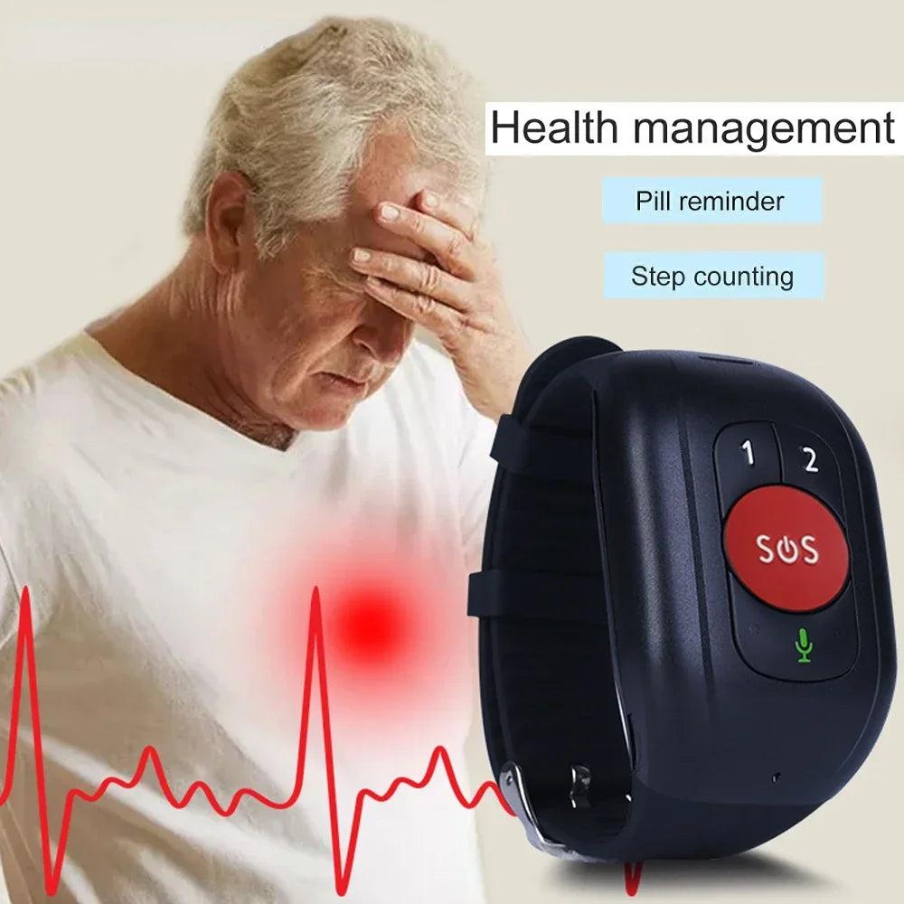 Elderly GPS Watch 4G Tracking Bracelet Health Temperature Management SOS IP67 Waterproof Old People Locator Fall Alert Tracker