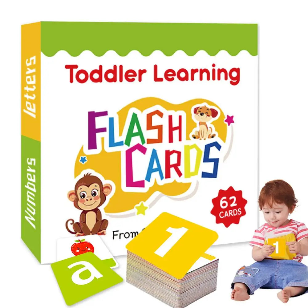 Alphabet & Numbers: Toddler Alphabet Learning Flash Cards(60 Pcs) Intellectual Enlightenment Double-Sided
