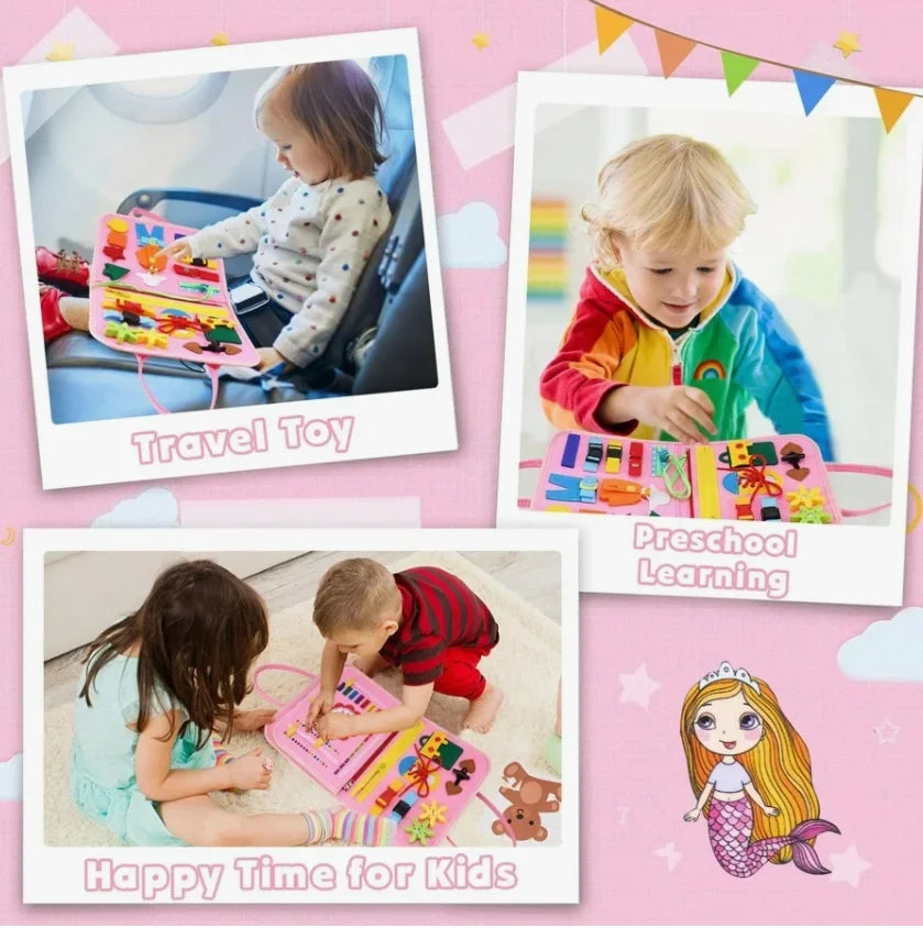 Montessori Toddler Busy Board,Autism Sensory Toys Educational Activity Motor Skills Baby, Life Skills Learning Toys for Kids
