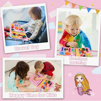 Montessori Toddler Busy Board,Autism Sensory Toys Educational Activity Motor Skills Baby, Life Skills Learning Toys for Kids