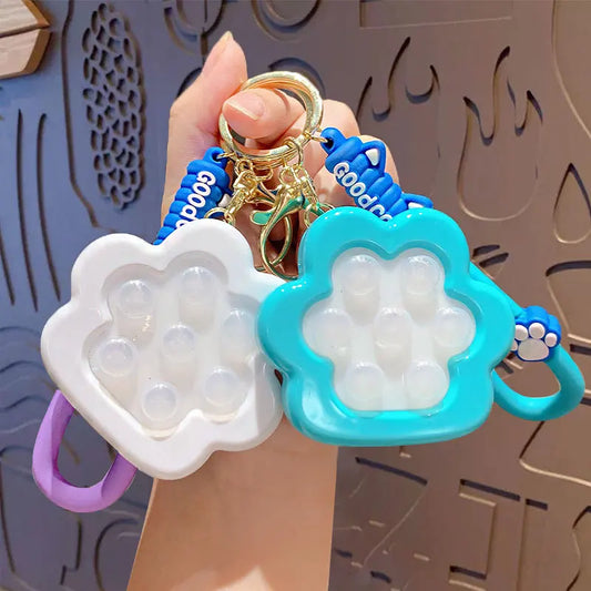 Stress: Push Cat Paw Keychain Pendant Toy Cartoon Kids Squeeze Transparent Bean Stress Relief Sensory Toys Autism Anxiety Toys