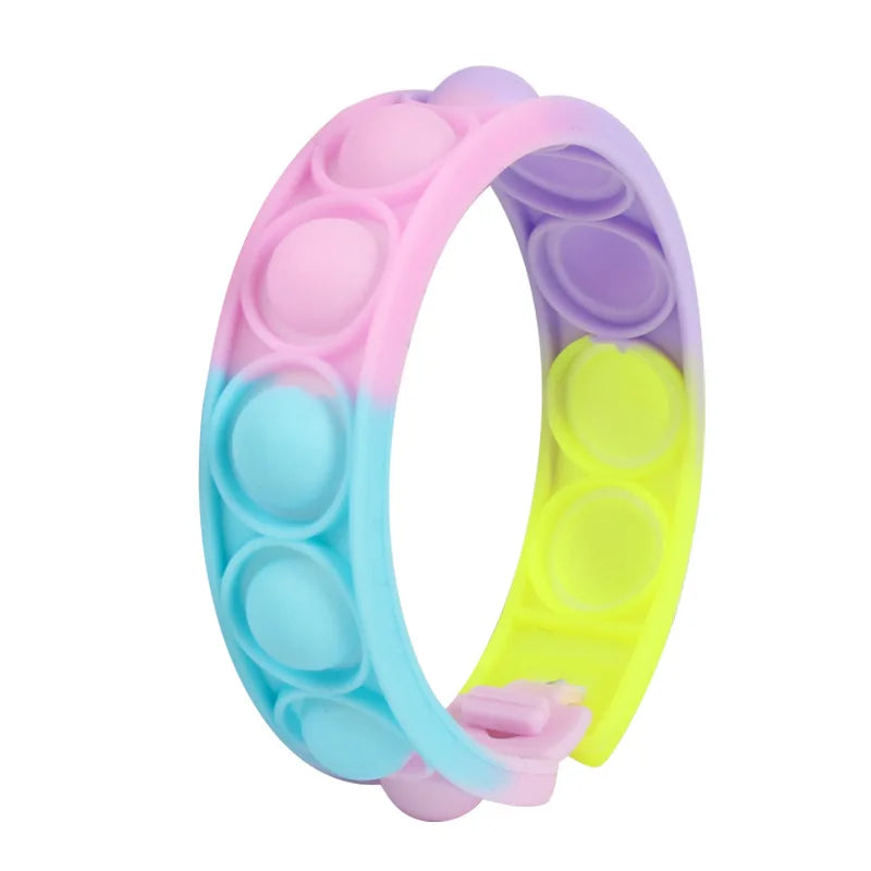 Color decompression bubble dimple toy, irritability anti-stress, Anxiety & Sensory relief color silicone bracelet