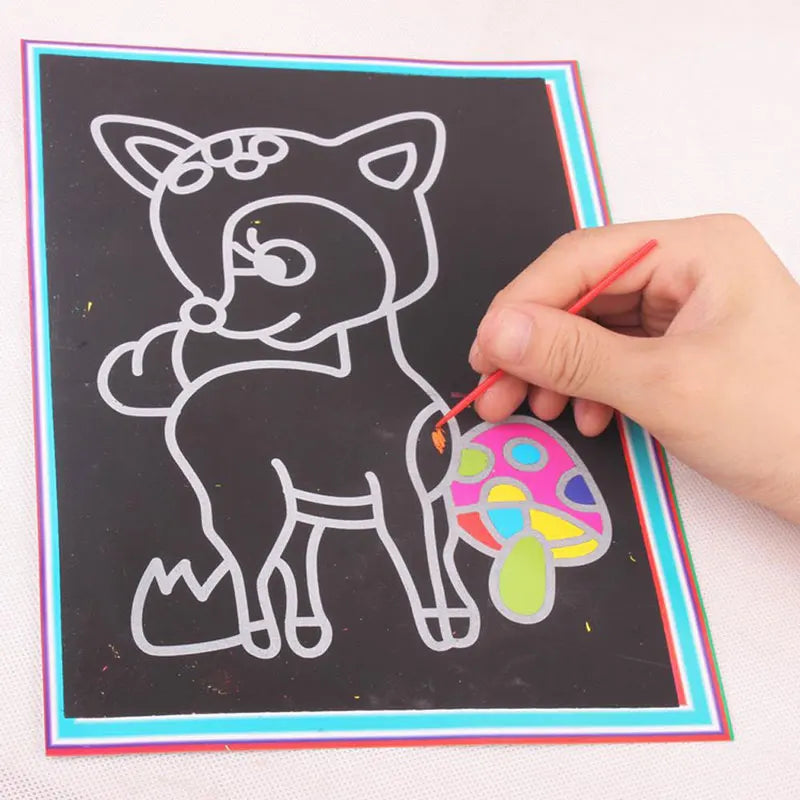 Motor Skills: 1/10Pcs Magic Scratch Art Doodle Pad Sand Painting Cards. Learning Creative Drawing Toys for Kids