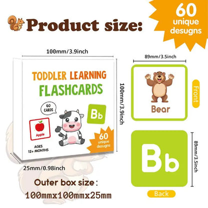 Alphabet & Numbers: Toddler Alphabet Learning Flash Cards(60 Pcs) Intellectual Enlightenment Double-Sided
