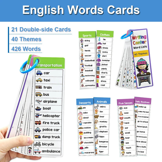 Reading & Speech: Autistic Kids Montessori English Word Lists Cards, ESL Teaching Materials Sight Words & Writing Vocabulary Building