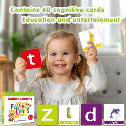 Alphabet & Numbers: Toddler Alphabet Learning Flash Cards(60 Pcs) Intellectual Enlightenment Double-Sided