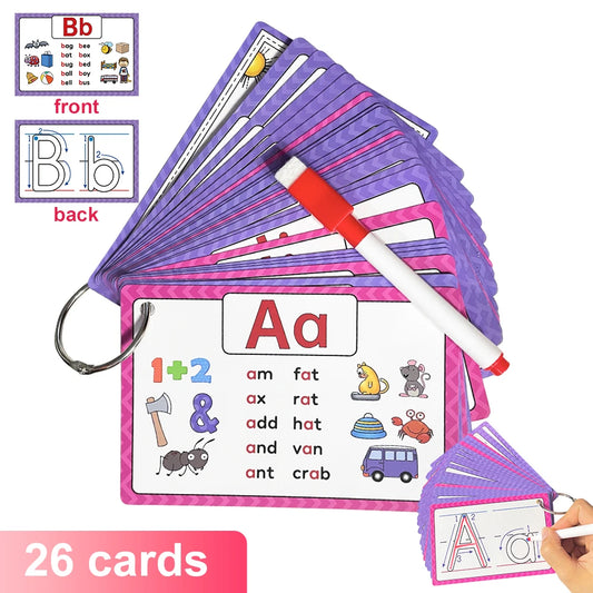 Learn to read, write, and spell your ABCs with 26 Learning Flash Cards