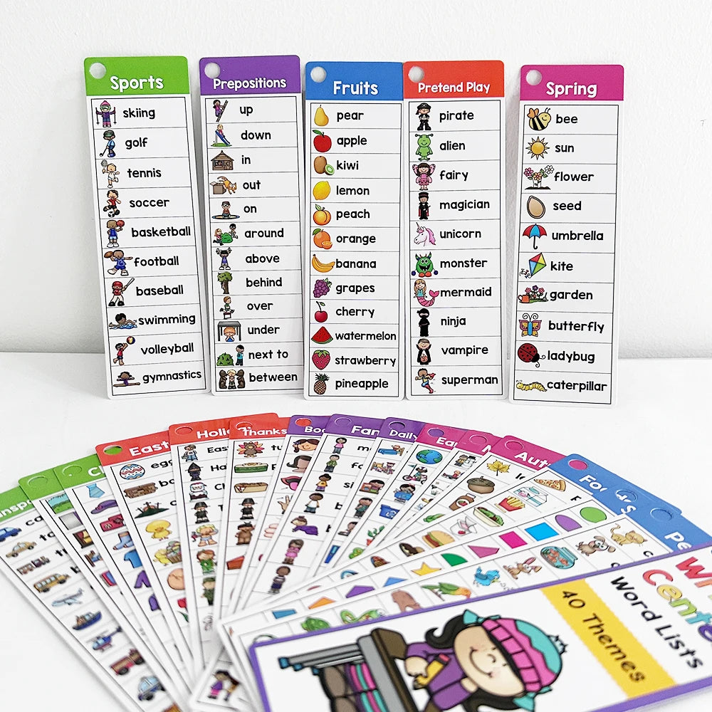Reading & Speech: Autistic Kids Montessori English Word Lists Cards, ESL Teaching Materials Sight Words & Writing Vocabulary Building