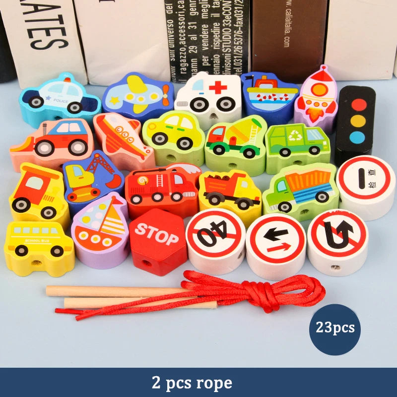 Primary Lacing Beads Educational Montessori Stringing Toy Autism Toys Toddlers Kids Preschool Children Training Gifts