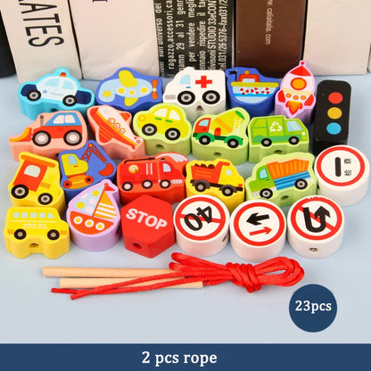 Primary Lacing Beads Educational Montessori Stringing Toy Autism Toys Toddlers Kids Preschool Children Training Gifts