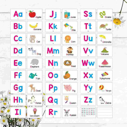 Read & Write English: 27 Pcs Printable Flash Card Baby & Children Alphabet Picture Cards, Learning English Words