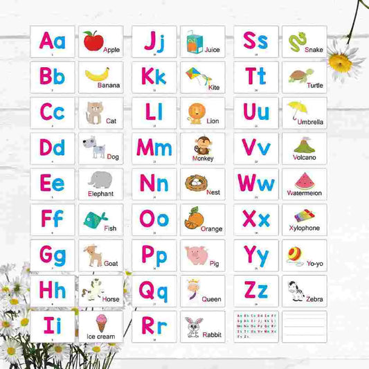 Read & Write English: 27 Pcs Printable Flash Card Baby & Children Alphabet Picture Cards, Learning English Words