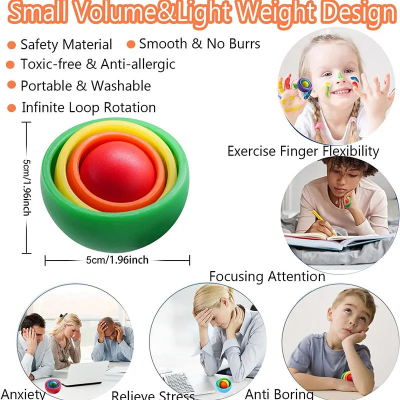 Stress: 3D Rotation Ball Fidget Gyro Sensory Toys for Kids & Adults. Helps with ADHD Autism Stress Relief