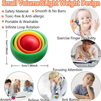 Stress: 3D Rotation Ball Fidget Gyro Sensory Toys for Kids & Adults. Helps with ADHD Autism Stress Relief