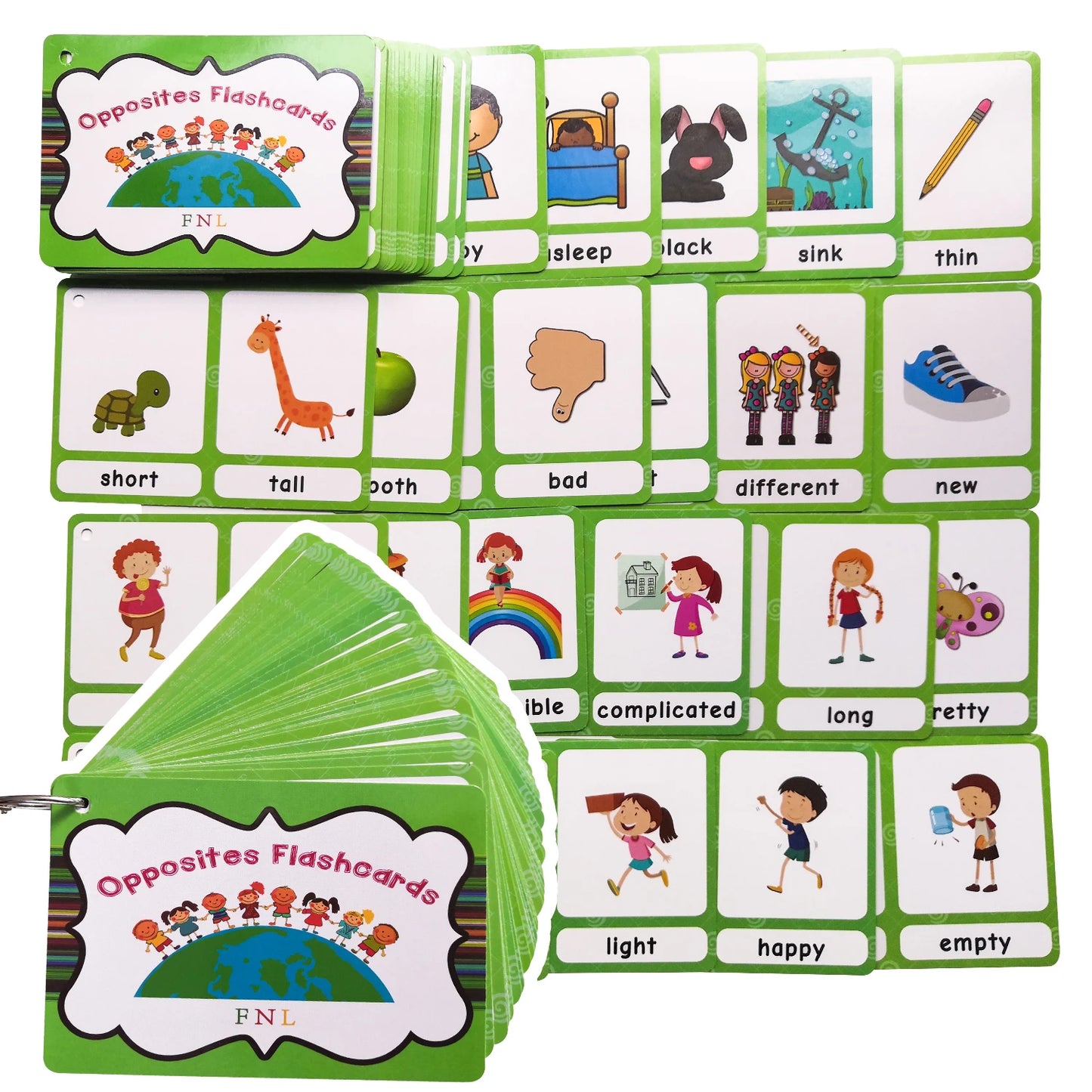 Read & Write English: 120 Groups Opposites Synonyms English Flashcards Word Card Games for Kids Baby Learning Educational Toys For Children Montessori