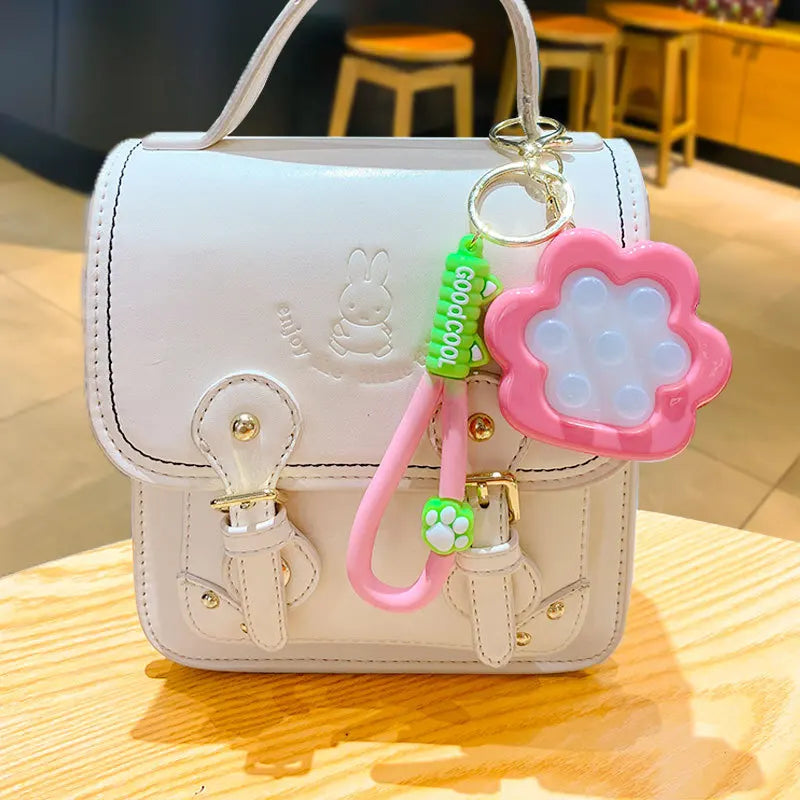 Stress: Push Cat Paw Keychain Pendant Toy Cartoon Kids Squeeze Transparent Bean Stress Relief Sensory Toys Autism Anxiety Toys