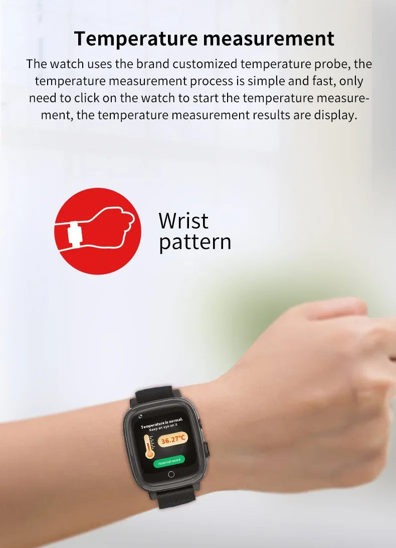 SOS Video Call Old People Locator Fall Alert Tracker Elderly Smart Watch GPS Positioning Fall Detection 4G Sim Card