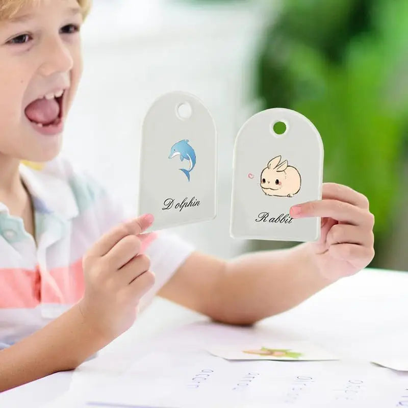 Sensory: Animals & Fruits Cognitive Double Sided Flash Cards for Toddlers. Colorful Learning Cards Games