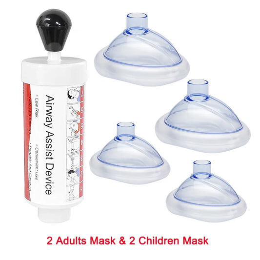 Emergency Life Saving Suction Vac. 4 Masks for Kids/Adults