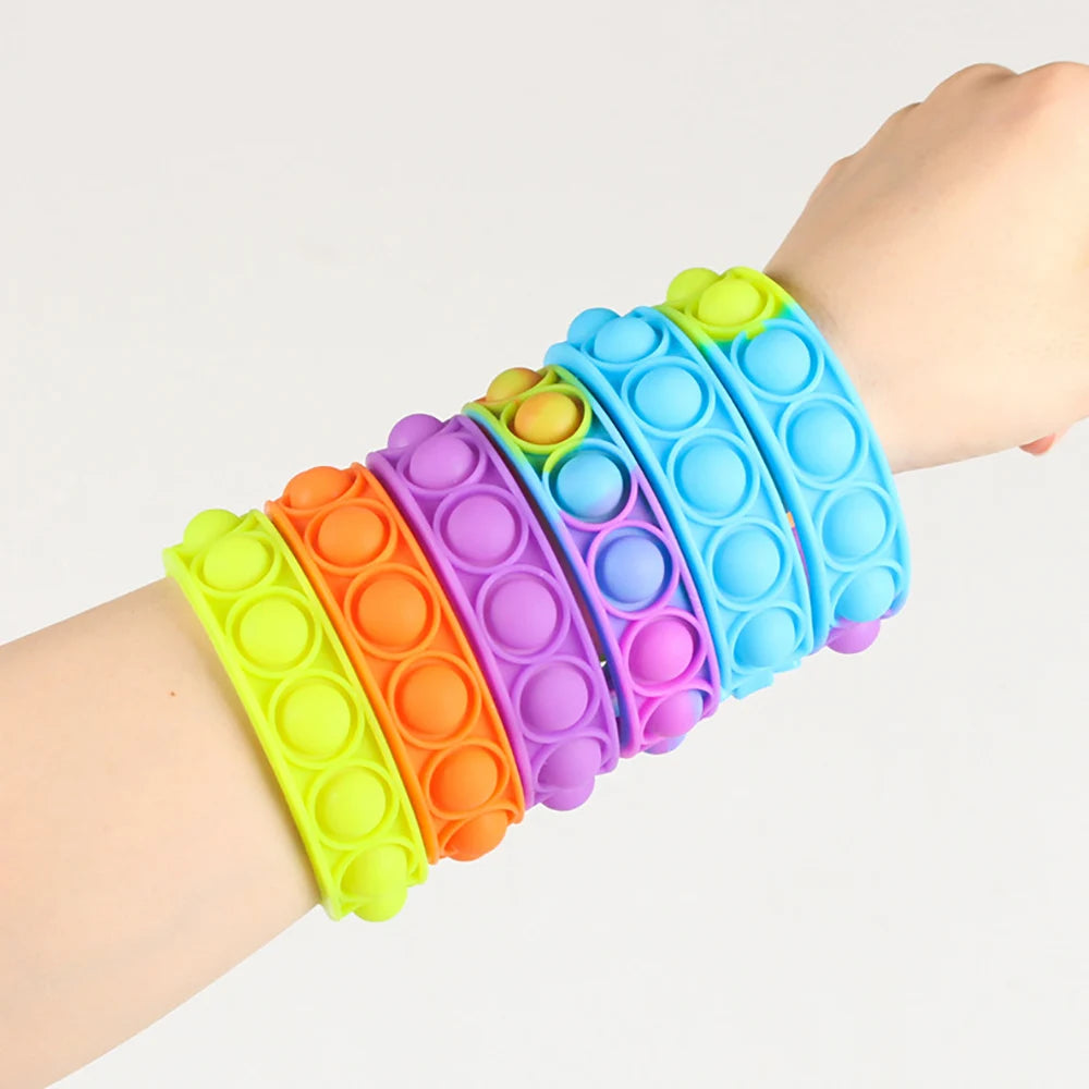 Color decompression bubble dimple toy, irritability anti-stress, Anxiety & Sensory relief color silicone bracelet