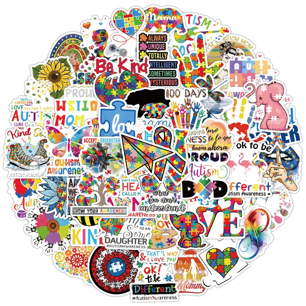 Sensory: 10/30/50 Pcs Educational Graffiti Decal Sticker Packs for Children with Autism.